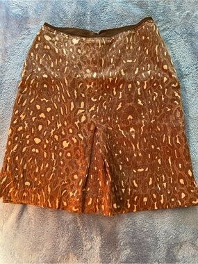 BCBGMaxAzria Animal Print Chocolate Brown Lined Skirt